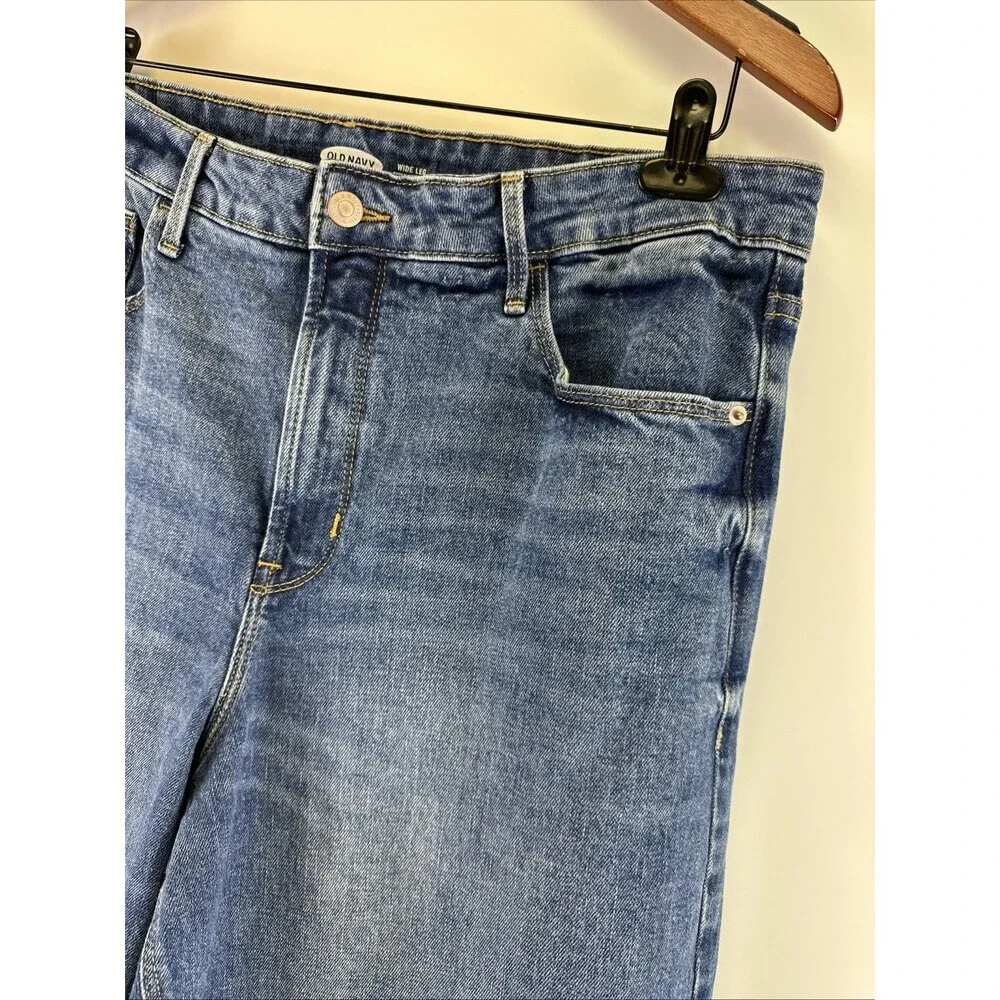 Old Navy Wide Leg Extra High Rise Jeans Denim Relaxed Zip Button 580116 Women 16